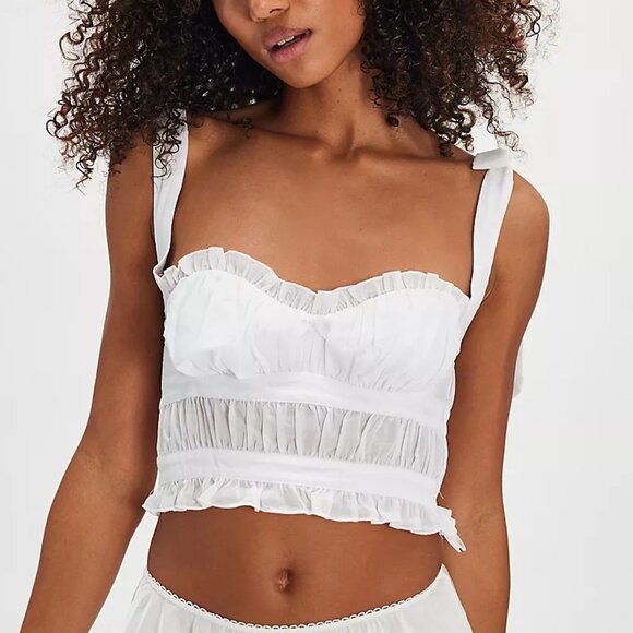 NEW FOR LOVE AND LEMONS CHANTILLY WHITE CROP TOP SIZE S - Picture 1 of 10